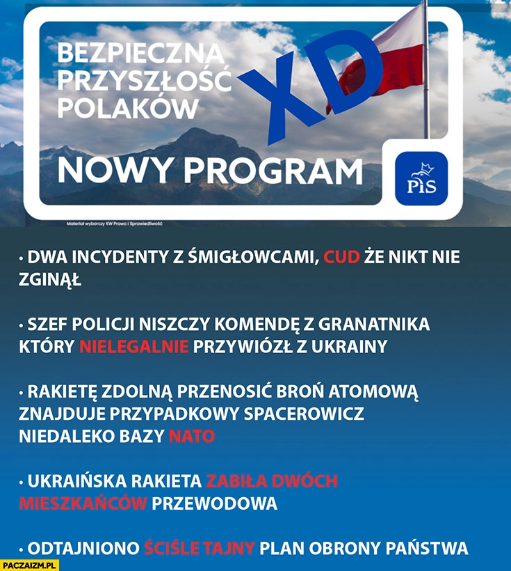 
    PiS bezpieczna przyszłość Polaków dwa incydenty ze śmigłowcami Szymczyk granatnik spacerowicz rakieta odtajniono plan obrony państwa