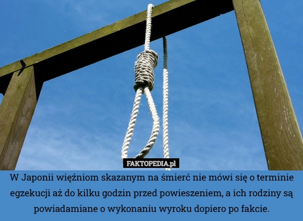
    W Japonii więźniom skazanym na śmierć nie mówi się o terminie egzekucji