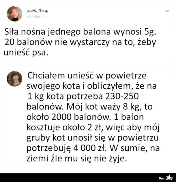 
    Siła nośna balona 