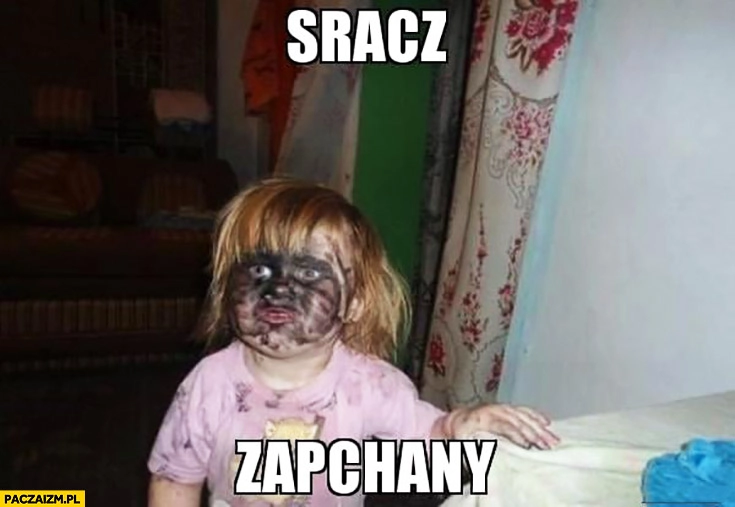 
    Sracz zapchany dziecko z brudna twarzą