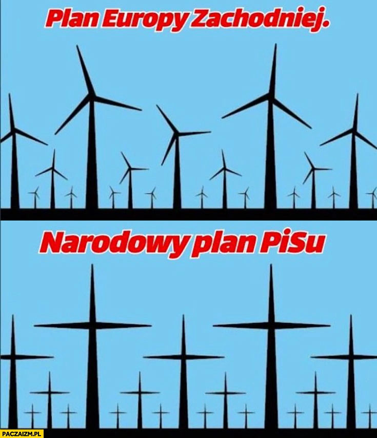 
    Plan Europy zachodniej wiatraki vs plan narodowy PiSu krzyże