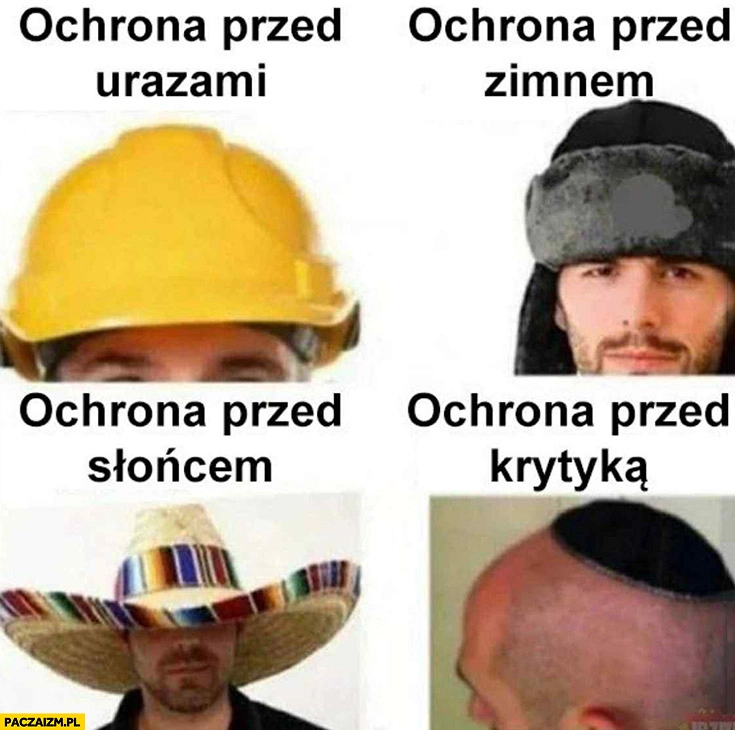 
    Ochrona przed urazami, zimnem, słońcem, krytyką żyd żydzi mycka