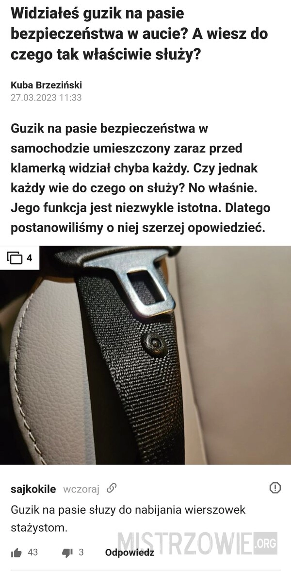 
    Guzik na pasie bezpieczeństwa