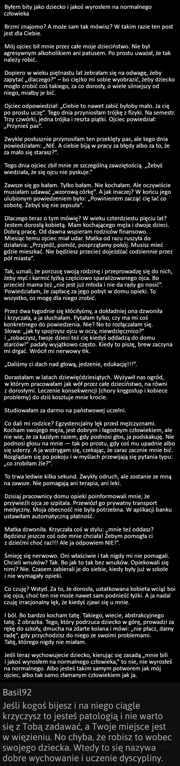 
    "Byłem bity jako dziecko i...