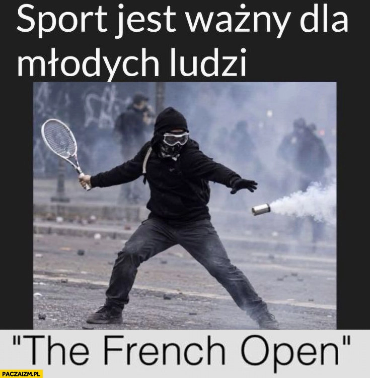 
    Sport jest ważny dla młodych ludzi the French Open rakieta tenisowa na proteście zamieszkach