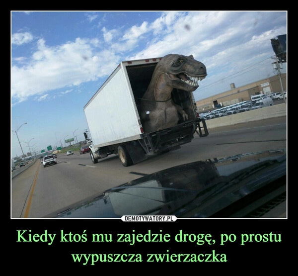 
    Kiedy ktoś mu zajedzie drogę, po prostu wypuszcza zwierzaczka 