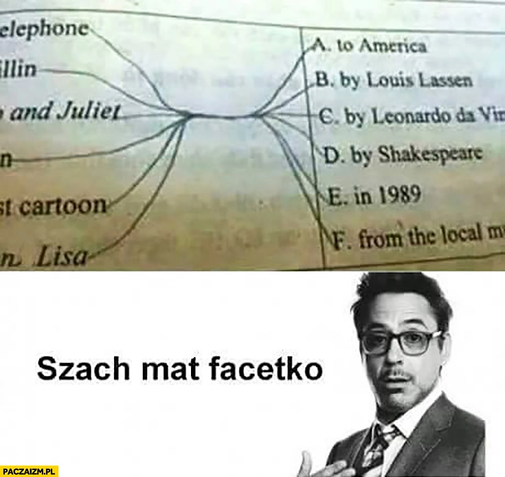 
    Zadanie z angielskiego połącz odpowiedzi połączone w jednym miejscu szach mat facetko