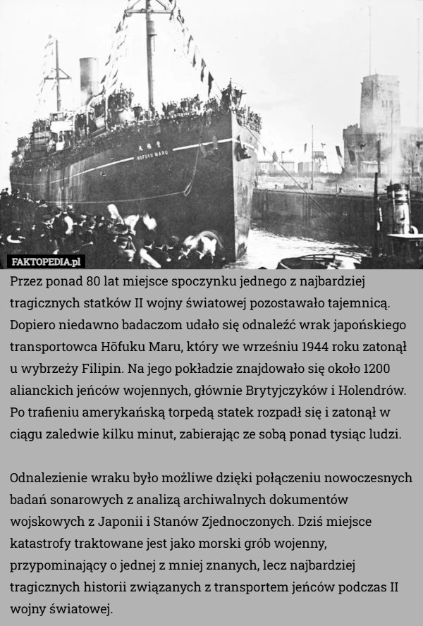 
    Przez ponad 80 lat miejsce spoczynku jednego z najbardziej tragicznych statków...