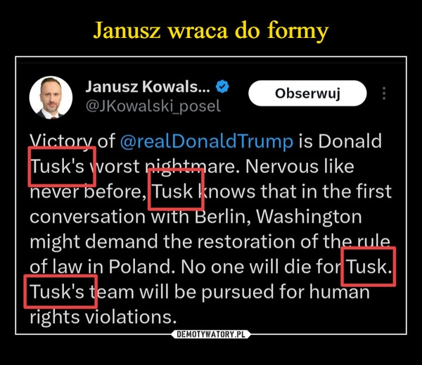 
    Janusz wraca do formy