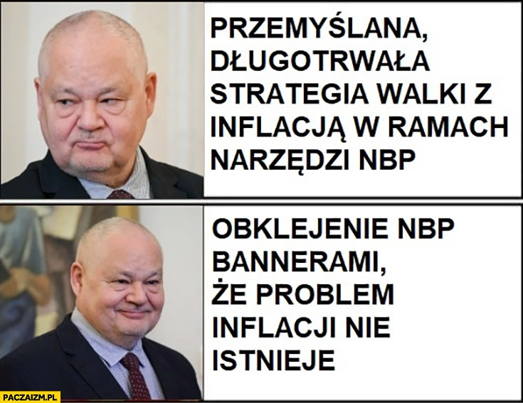 
    Glapiński zamiast przemyślanej strategii woli okleić NBP bannerami, że problem inflacji nie istnieje