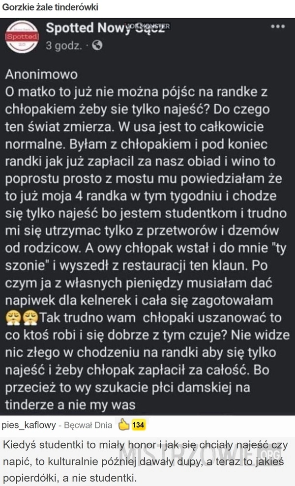 
    Gorzkie żale tinderówki