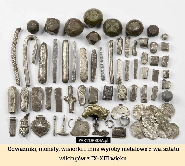
    Odważniki, monety, wisiorki i inne wyroby metalowe z warsztatu wikingów