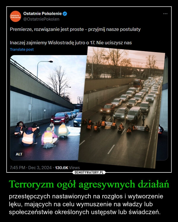 
    Terroryzm ogół agresywnych działań