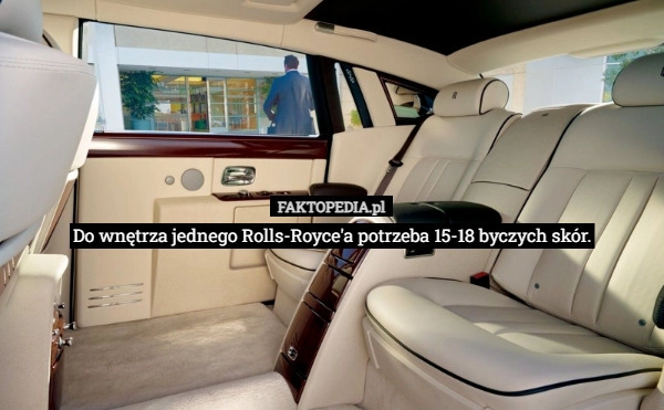 
    Do wnętrza jednego Rolls-Royce'a potrzeba 15-18 byczych skór.