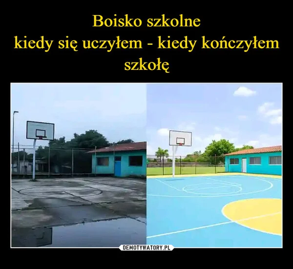 
    Boisko szkolne kiedy się uczyłem - kiedy kończyłem szkołę