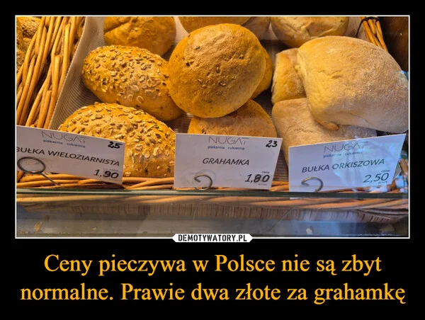 
    Ceny pieczywa w Polsce nie są zbyt normalne. Prawie dwa złote za grahamkę