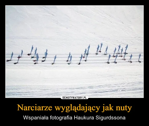 
    Narciarze wyglądający jak nuty