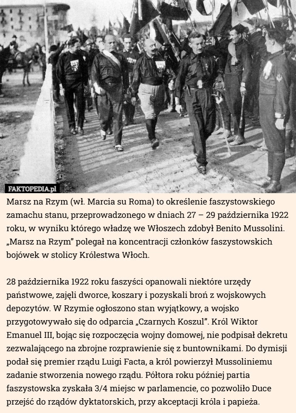 
    Marsz na Rzym (wł. Marcia su Roma) to określenie faszystowskiego zamachu...