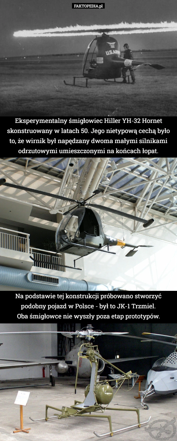 
    Eksperymentalny śmigłowiec Hiller YH-32 Hornet skonstruowany w latach 50.