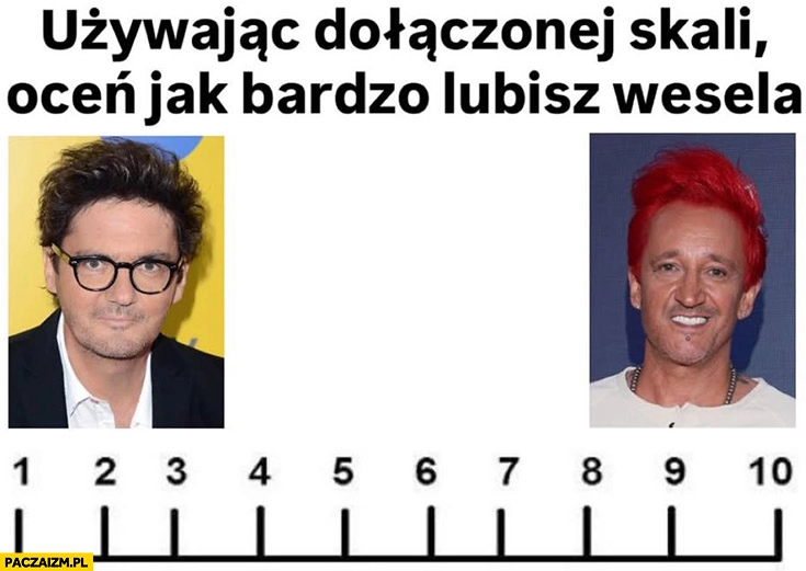
    Używając dołączonej skali ocen jak bardzo lubisz wesela Wojewódzki Wiśniewski