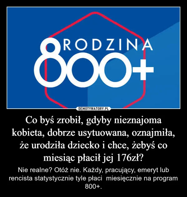 Co byś zrobił, gdyby nieznajoma kobieta, dobrze usytuowana, oznajmiła, że urodziła dziecko i chce, żebyś co miesiąc płacił jej 176zł?