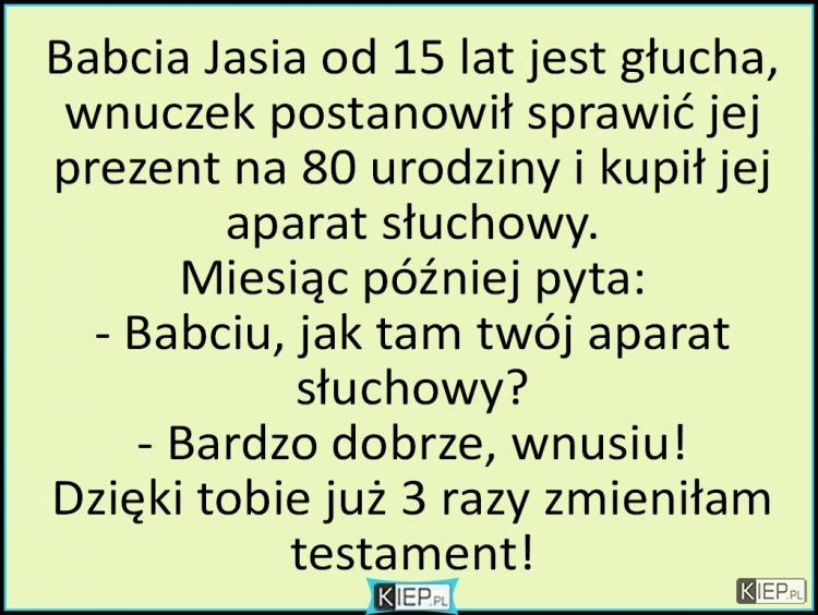 
    Babcia Jasia jest głucha, wnuczek na 80 urodziny i kupił jej...