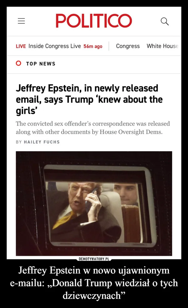 
    Jeffrey Epstein w nowo ujawnionym e-mailu: „Donald Trump wiedział o tych dziewczynach”