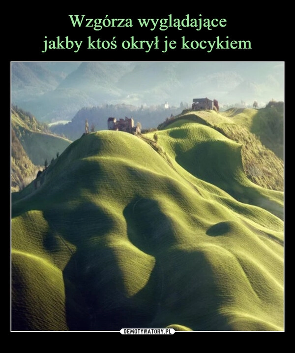 
    Wzgórza wyglądające
jakby ktoś okrył je kocykiem