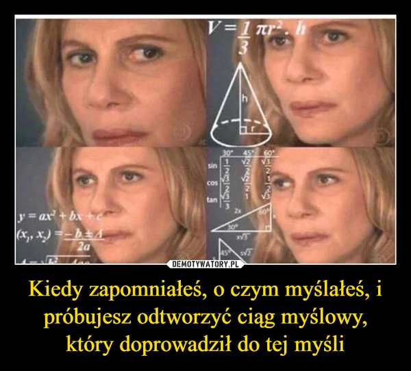 
    Kiedy zapomniałeś, o czym myślałeś, i próbujesz odtworzyć ciąg myślowy, który doprowadził do tej myśli