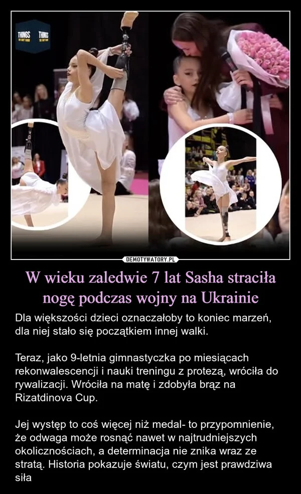 
    W wieku zaledwie 7 lat Sasha straciła nogę podczas wojny na Ukrainie