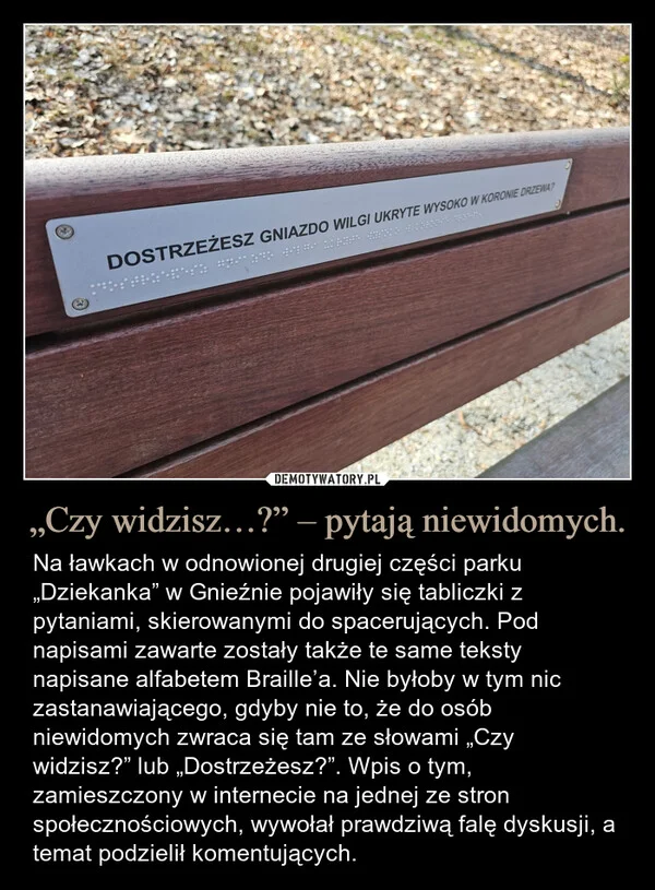 
    „Czy widzisz…?” – pytają niewidomych.