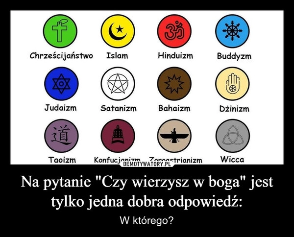 
    Na pytanie "Czy wierzysz w boga" jest tylko jedna dobra odpowiedź: