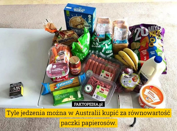 
    Tyle jedzenia można w Australii kupić za równowartość paczki papierosów.