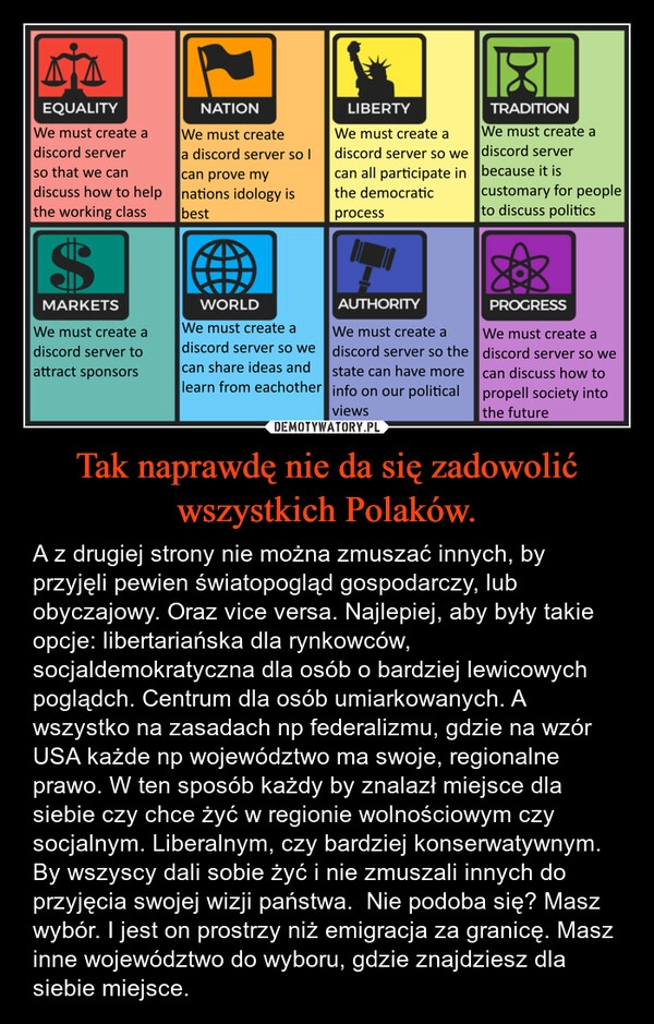 
    Tak naprawdę nie da się zadowolić wszystkich Polaków.