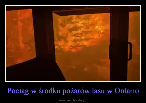 
    Pociąg w środku pożarów lasu w Ontario