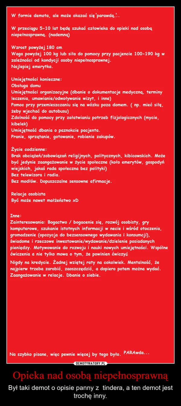 
    Opieka nad osobą niepełnosprawną