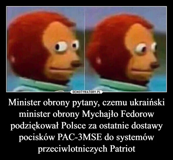 Minister obrony pytany, czemu ukraiński minister obrony Mychajło Fedorow podziękował Polsce za ostatnie dostawy pocisków PAC-3MSE do systemów przeciwlotniczych Patriot
