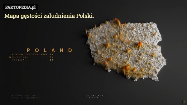 
    Mapa gęstości zaludnienia Polski.