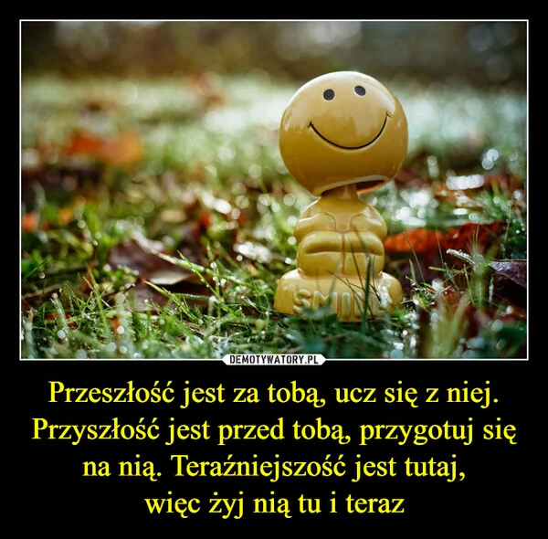 
    Przeszłość jest za tobą, ucz się z niej. Przyszłość jest przed tobą, przygotuj się na nią. Teraźniejszość jest tutaj, więc żyj nią tu i teraz