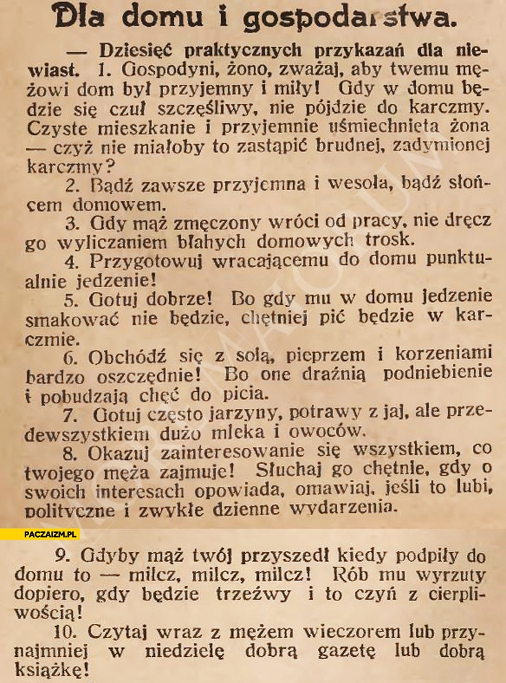 
    Dla domu i gospodarstwa dziesięć praktycznych przykazań dla niewiast