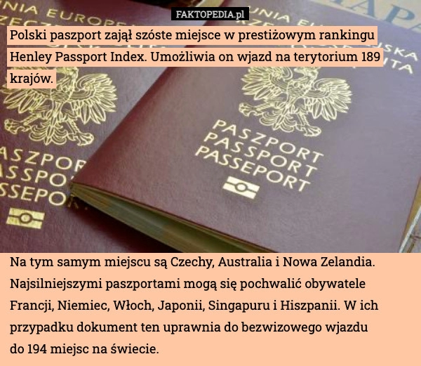 
    Polski paszport zajął szóste miejsce w prestiżowym rankingu Henley Passport