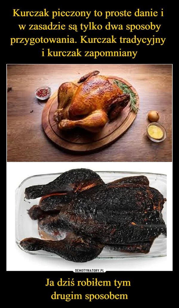 
    Kurczak pieczony to proste danie i w zasadzie są tylko dwa sposoby przygotowania. Kurczak tradycyjny i kurczak zapomniany Ja dziś robiłem tym drugim sposobem
