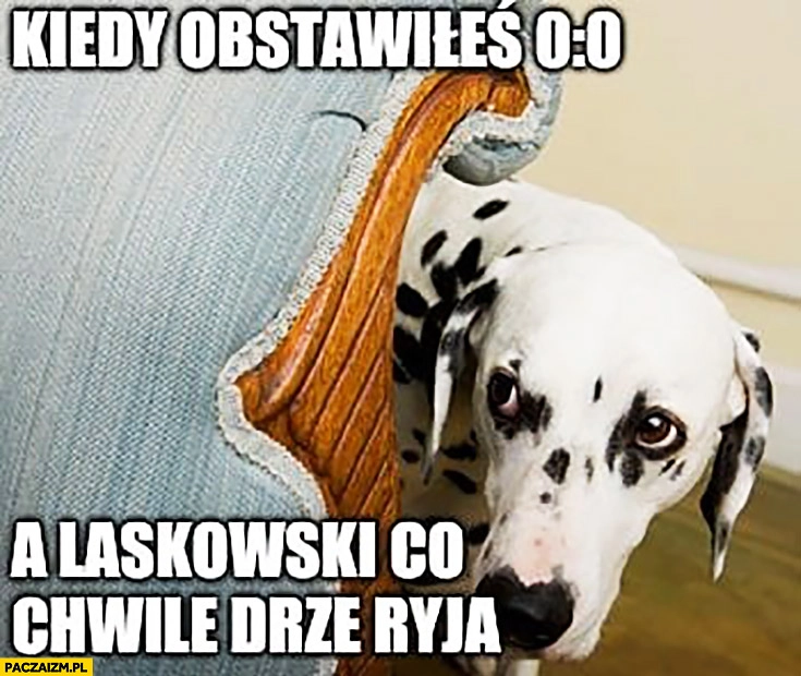 
    Kiedy obstawiłeś 0-0 zero zero a Laskowski co chwile drze ryja pies chowa się za kanapą