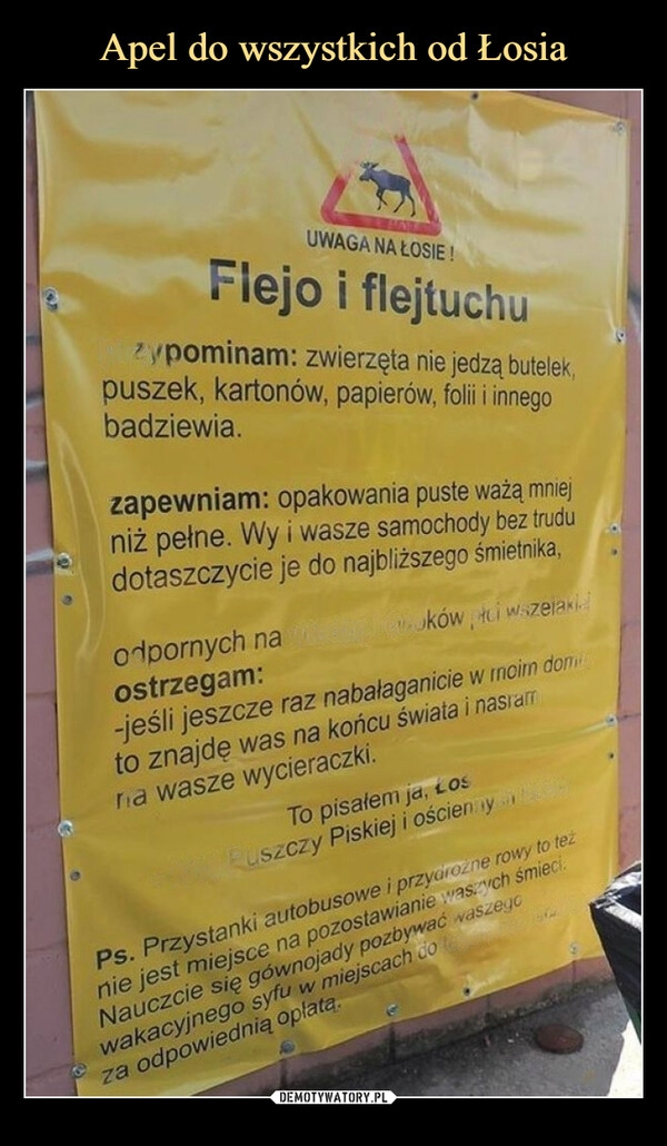 
    Apel do wszystkich od Łosia