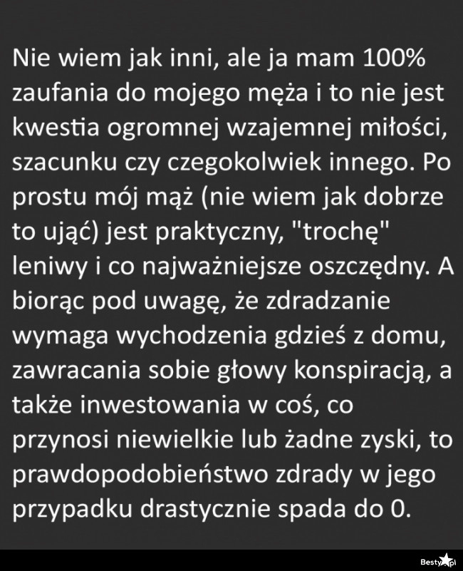 
    Kwestia zaufania do męża 