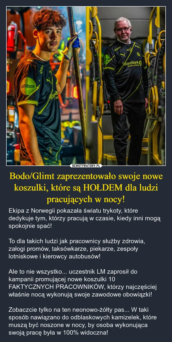 Bodo/Glimt zaprezentowało swoje nowe koszulki, które są HOŁDEM dla ludzi pracujących w nocy!