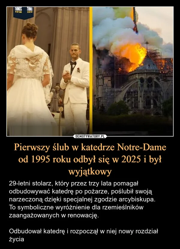 
    Pierwszy ślub w katedrze Notre-Dame od 1995 roku odbył się w 2025 i był wyjątkowy