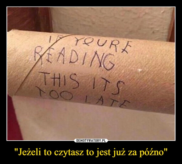 
    "Jeżeli to czytasz to jest już za późno"