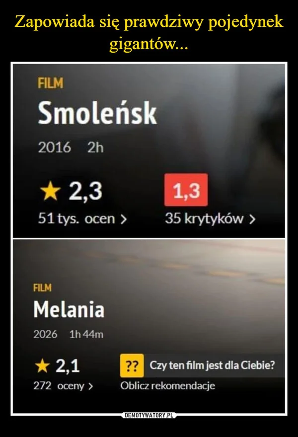 
    Zapowiada się prawdziwy pojedynek gigantów...