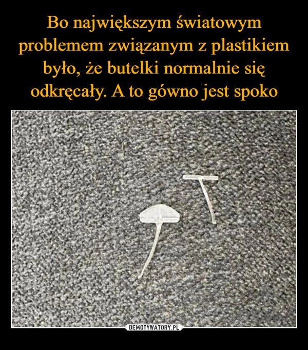 
    Bo największym światowym problemem związanym z plastikiem było, że butelki normalnie się odkręcały. A to gówno jest spoko